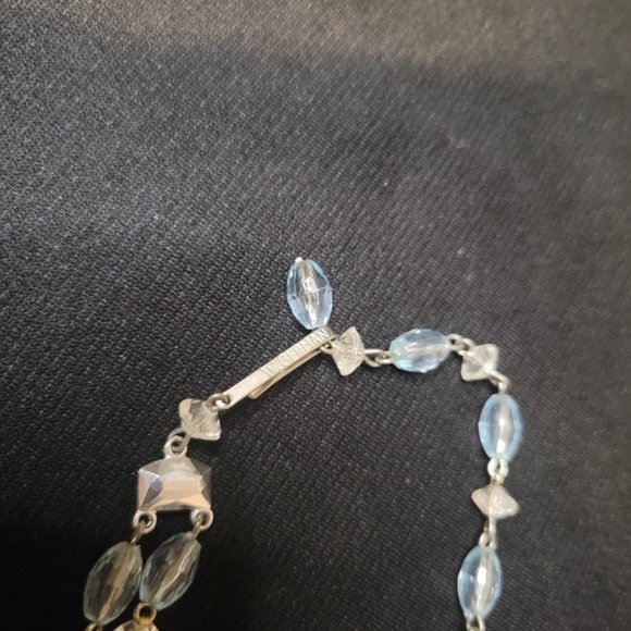 Vintage Necklace 16” West Germany Two Strand Mid Century Light Blue Clear Marked - Picture 4 of 8